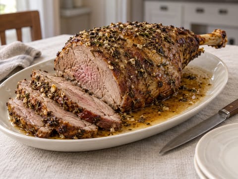 Agnello al Forno (italská pečená jehněčí s rozmarýnem a česnekem) Agnello al Forno (italská pečená jehněčí s rozmarýnem a česnekem)