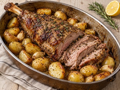 Agnello al Forno (im Ofen gebratenes Lamm mit Kartoffeln) Agnello al Forno (im Ofen gebratenes Lamm mit Kartoffeln)