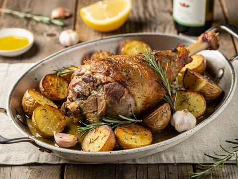 Agnello al Forno (jehněčí pečené v troubě s bramborami) Agnello al Forno (jehněčí pečené v troubě s bramborami)