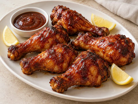 Muslos de pollo BBQ en freidora de aire Muslos de pollo BBQ en freidora de aire