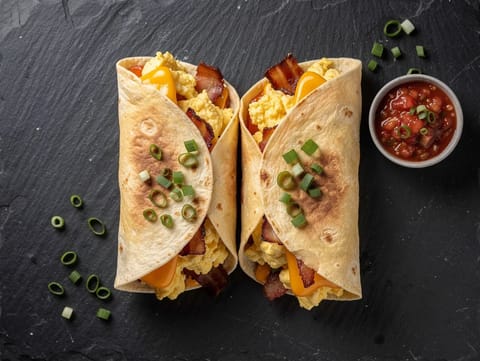 Frühstücks-Burrito aus der Heißluftfritteuse Frühstücks-Burrito aus der Heißluftfritteuse