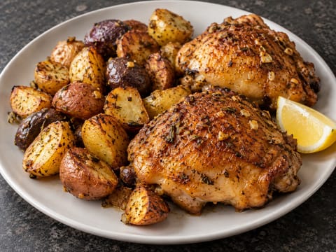 Pollo y patatas en freidora de aire Pollo y patatas en freidora de aire
