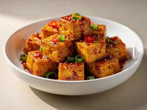 Křupavé chilli tofu z horkovzdušné fritézy Křupavé chilli tofu z horkovzdušné fritézy