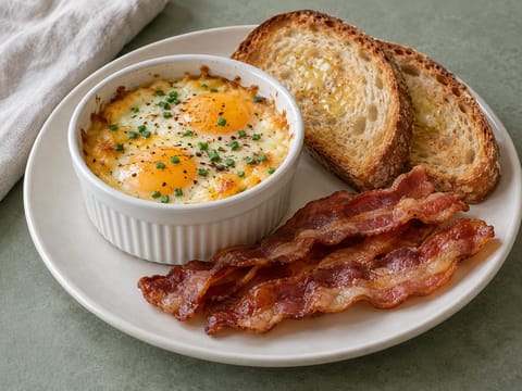 Frukost med ägg och bacon i airfryer