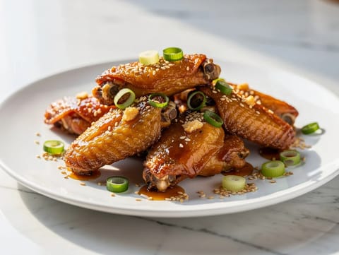 Aripioare de pui cu miere și usturoi la friteuza cu aer Aripioare de pui cu miere și usturoi la friteuza cu aer