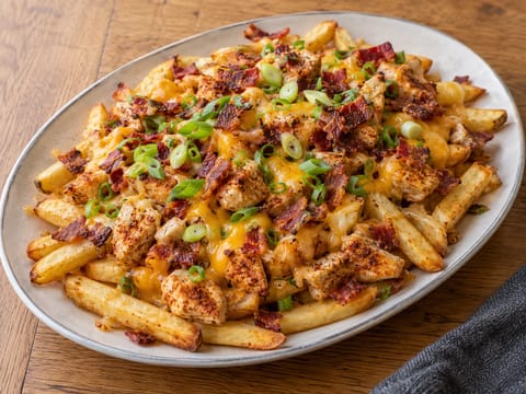 Loaded kip en friet uit de airfryer