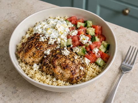 Middelhavsbowl med kylling i airfryer Middelhavsbowl med kylling i airfryer