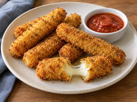 Mozzarellové tyčinky z horkovzdušné fritézy Mozzarellové tyčinky z horkovzdušné fritézy