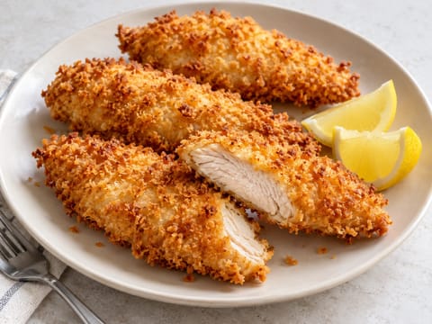 Aiguillettes de poulet panées au panko à l’air fryer Aiguillettes de poulet panées au panko à l’air fryer