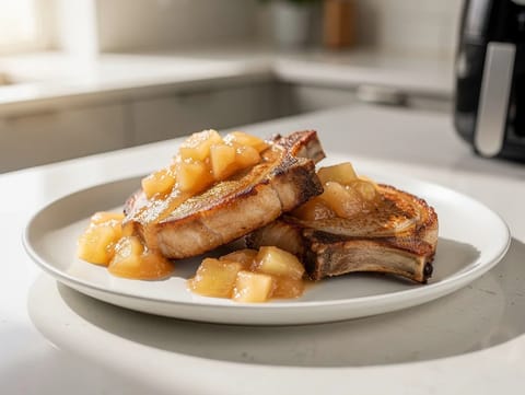 Schweinekoteletts aus der Heißluftfritteuse mit Apfelmus