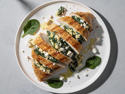 Airfryer-kylling med spinat og ost