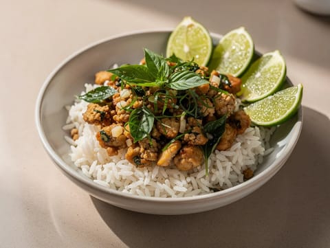 Thailändische Basilikum-Hähnchen-Häppchen aus der Heißluftfritteuse