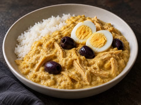 Aji de Gallina (tocană peruviană cremoasă de pui) Aji de Gallina (tocană peruviană cremoasă de pui)
