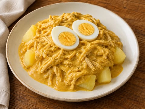 Ají de Gallina (pollo cremoso con peperoncino)