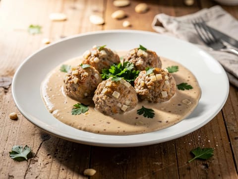Albóndigas en Salsa de Almendras (polpette di maiale in salsa di mandorle) Albóndigas en Salsa de Almendras (polpette di maiale in salsa di mandorle)