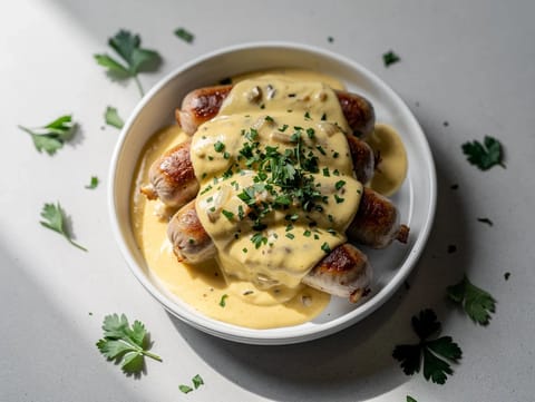 Andouillette à la Moutarde (kolbász krémes mustármártásban) Andouillette à la Moutarde (kolbász krémes mustármártásban)
