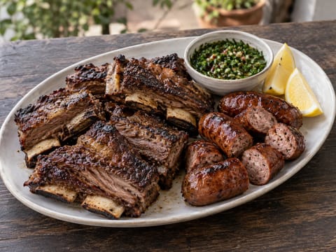 Argentin asado (vegyes grilltál) chimichurrival