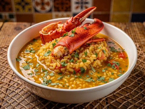 Arroz Caldoso con Bogavante (spansk risret med hummer i bouillon)