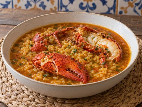 Arroz Caldoso con Bogavante (lieminen espanjalainen riisi hummerilla) Arroz Caldoso con Bogavante (lieminen espanjalainen riisi hummerilla)