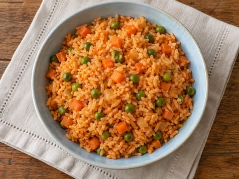 Arroz Rojo (meksykański ryż pomidorowy z groszkiem i marchewką) Arroz Rojo (meksykański ryż pomidorowy z groszkiem i marchewką)