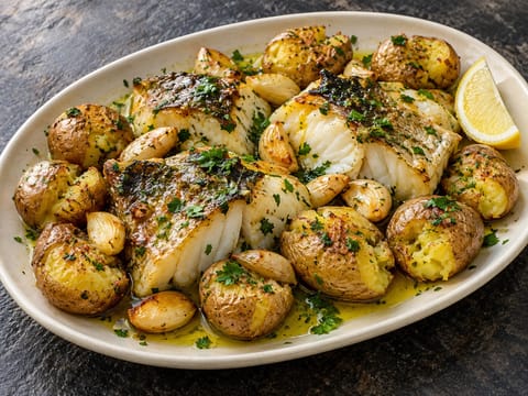 Bacalhau à Lagareiro (Baccalà arrosto con aglio e olio d’oliva) Bacalhau à Lagareiro (Baccalà arrosto con aglio e olio d’oliva)