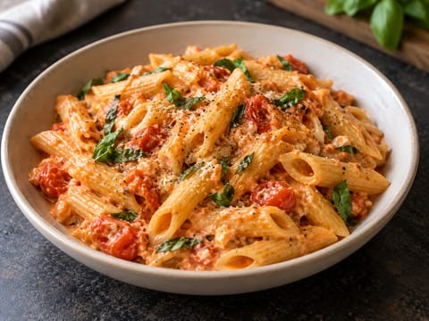 Pasta con feta y tomates cherry al horno Pasta con feta y tomates cherry al horno