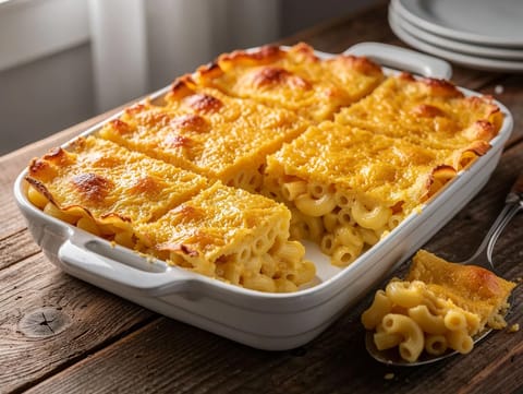 Ovnsbakt macaroni and cheese (klassisk sørstatsstil)
