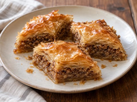 Baklava (grecki deser z ciasta filo i orzechów włoskich) Baklava (grecki deser z ciasta filo i orzechów włoskich)
