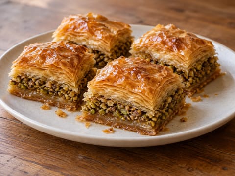 Baklava (filótészta pisztáciával és mézes sziruppal)