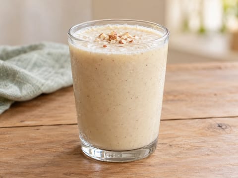 Smoothie lassi s banánem a mandlemi Smoothie lassi s banánem a mandlemi