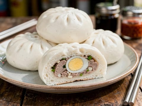 Bánh Bao (panini vietnamiti al vapore con maiale) Bánh Bao (panini vietnamiti al vapore con maiale)
