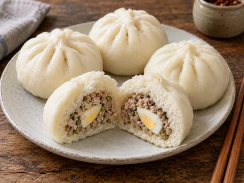 Bánh Bao (pãezinhos vietnamitas ao vapor com porco) Bánh Bao (pãezinhos vietnamitas ao vapor com porco)