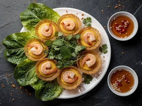 Banh Khot (Mini hartige pannenkoekjes met garnalen)