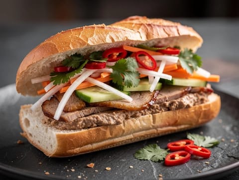 Bánh Mì (Vietnam usulü domuz etli baget sandviç) Bánh Mì (Vietnam usulü domuz etli baget sandviç)