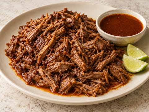 Barbacoa de Borrego (mexikanisches, langsam gegartes Lamm in Chili-Brühe) Barbacoa de Borrego (mexikanisches, langsam gegartes Lamm in Chili-Brühe)