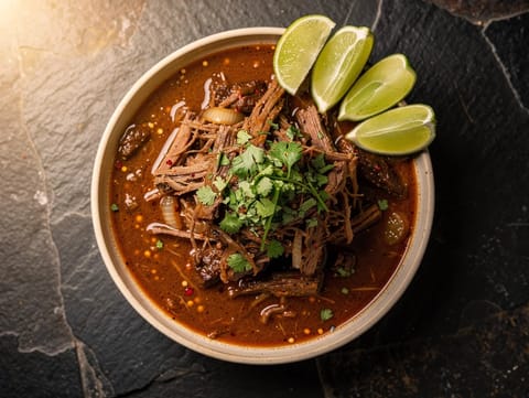 Barbacoa de Res (ternera cocida a fuego lento en caldo de chile y lima) Barbacoa de Res (ternera cocida a fuego lento en caldo de chile y lima)