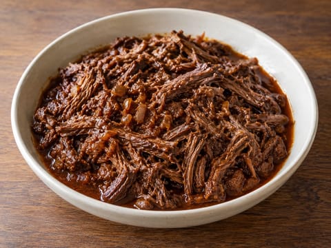 Barbacoa (langzaam gegaard rundvlees in chili- en azijnsaus)