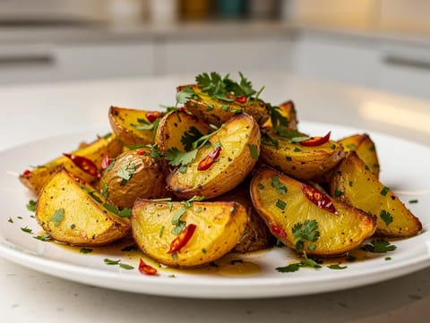Batata Harra (pikantní pečené brambory s koriandrem a chilli) Batata Harra (pikantní pečené brambory s koriandrem a chilli)