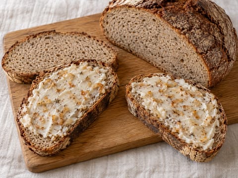 Bauernbrot mit Schmalz (Landlig rugbrød med smult) Bauernbrot mit Schmalz (Landlig rugbrød med smult)