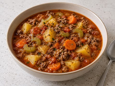 Bauerntopf (německý guláš z mletého hovězího a brambor) Bauerntopf (německý guláš z mletého hovězího a brambor)