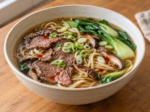 Moderne Rindfleisch-Nudel-Bowl