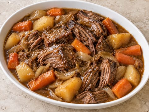 Asado de ternera a la cazuela con zanahorias y patatas Asado de ternera a la cazuela con zanahorias y patatas
