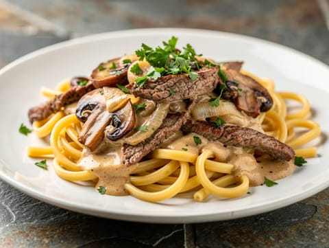 American-Style Beef Stroganoff (Creamy Mushroom Sauce)