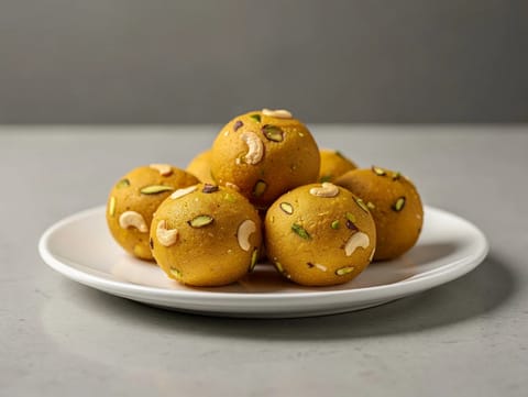 Besan Ladoo (søte kuler av kikertmel)