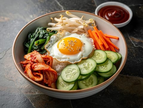 Moderne bibimbap-bolle Moderne bibimbap-bolle