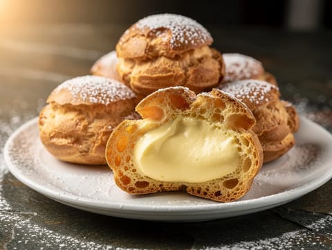 Bignè alla Crema (Italiaanse soesjes met vanillebanketbakkersroom) Bignè alla Crema (Italiaanse soesjes met vanillebanketbakkersroom)