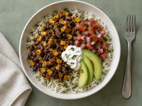 Black Bean and Sweetcorn Burrito Bowl Black Bean and Sweetcorn Burrito Bowl