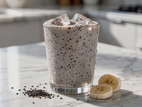 Smoothie z banánu a černého sezamu