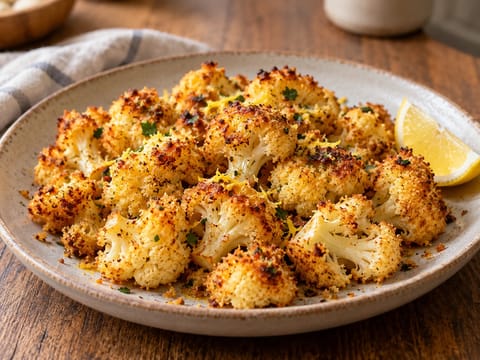 Couve-flor assada no forno com alho, paprika e pão ralado Couve-flor assada no forno com alho, paprika e pão ralado