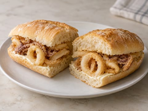 Bocadillo de Calamares Madrileño (rántott tintahal szendvics) Bocadillo de Calamares Madrileño (rántott tintahal szendvics)